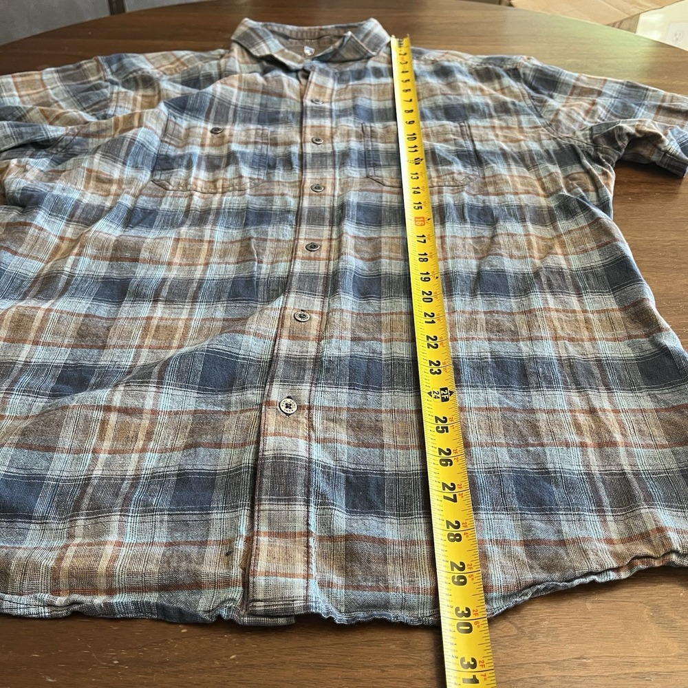 Kuhl Shirt Mens XL Blue Gray Plaid Short Sleeve Button Outdoor Hiking Response - Picture 10 of 11